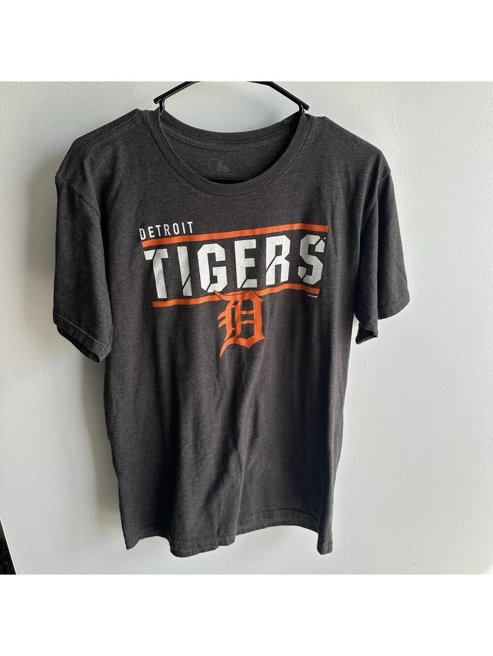 DETROIT TIGERS MLB Heather Gray Poly Cotton Logo T-shirt M